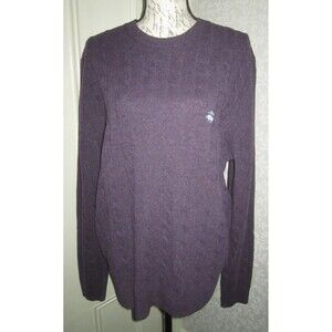 NWT Brooks Brothers purple lambswool pullover cable knit sweater, men's size L